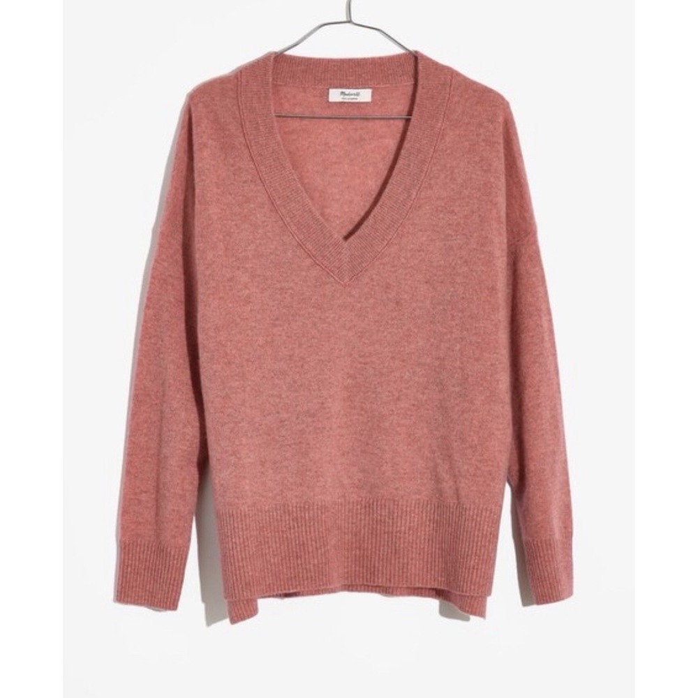 Madewell Cashmere Ex-Boyfriend Pullover Sweater XL In Heather Rouge